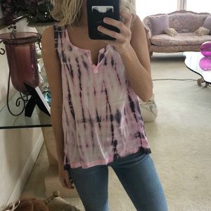 Splendid XS gray and pink tie dye tank